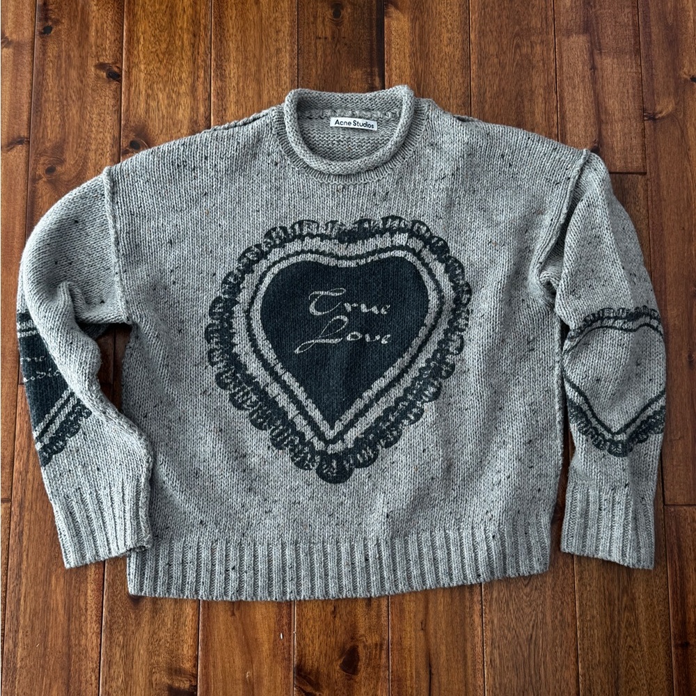 Acne Gray Sweater with Heart Design